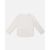 Deux par Deux Girl Organic Cotton T-Shirt Off White with Llama - 4 of 4