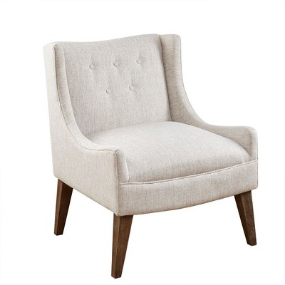 NicBex Polyester Accent Chair,Upholstered Living Room Chairs with Tufted Back and Recessed Arms,Modern Armchair,Accent Chairs for Living Room,Cream