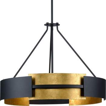 Progress Lighting Lowery 5-Light Modern Hanging Pendant, Textured Black/Distressed Gold, Steel, Dry Rated