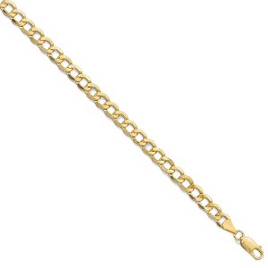 Black Bow Jewelry Men's 6.5mm 10k Yellow Gold Hollow Curb Link Chain Necklace - 1 of 4