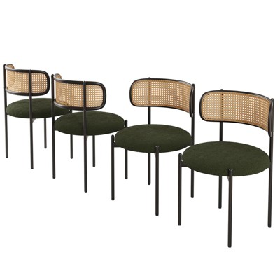 FURNIinspire Accent Chairs, Comfortable Cushioned Seats with Hardback Structure, Stylish Chairs for Cozy Rooms, 4PCS, Green, 19.7"*16.5"*29.9"
