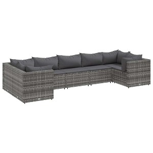 vidaXL Patio Lounge Set Gray, Anthracite PE Rattan, Powder-Coated Steel - 1 of 4