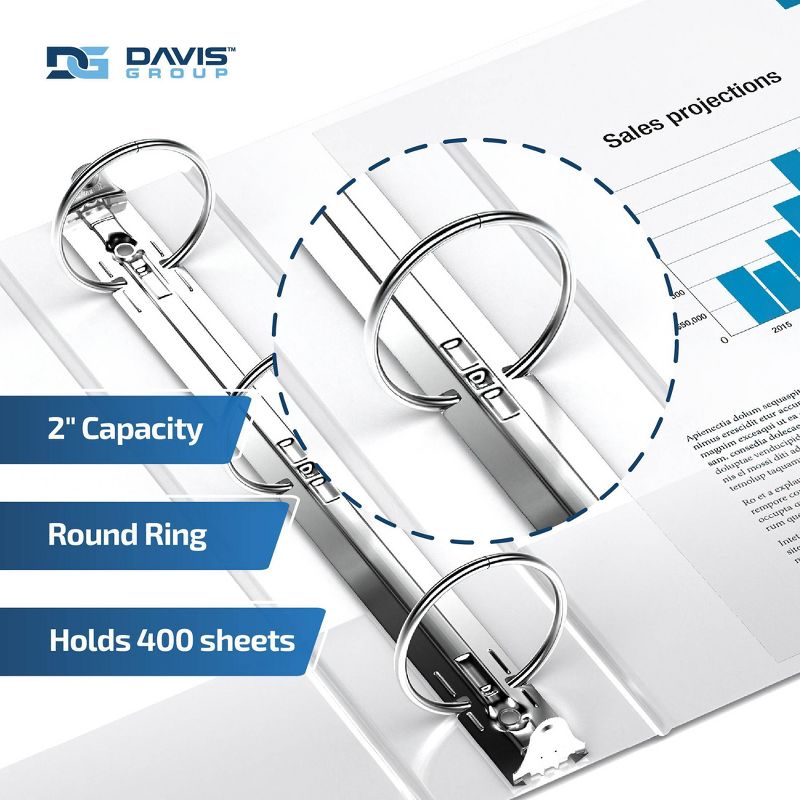 Davis Group 6pk 2&#34; Premium Economy Round Ring Binders White, 3 of 9
