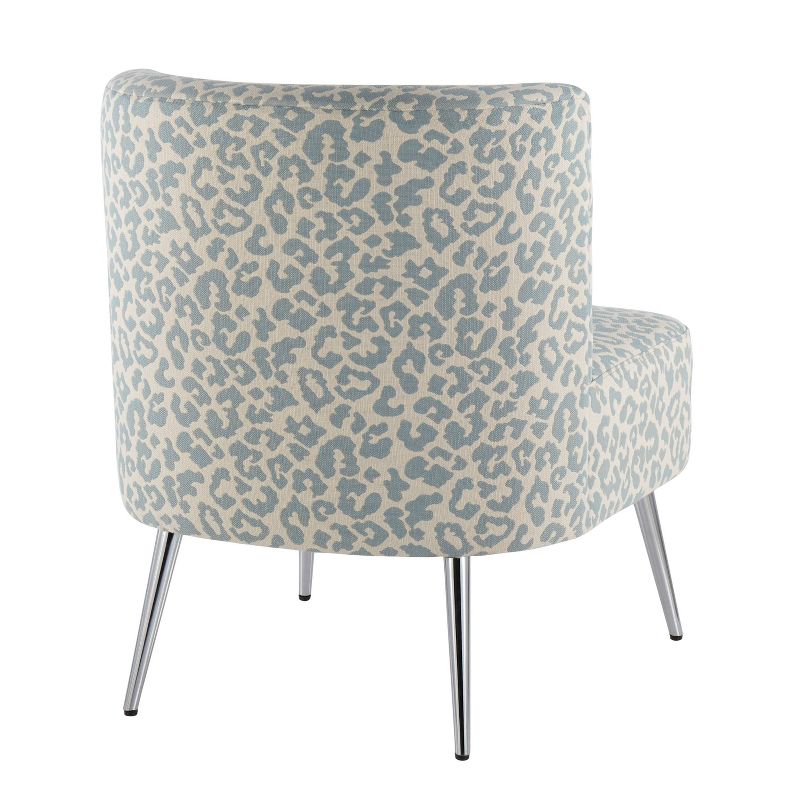 Fran Contemporary Slipper Chair Chrome/Blue Leopard Fabric - LumiSource, 4 of 13