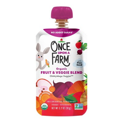 Once Upon a Farm Organic OhMyMega Veggie! Fruit & Veggie Blend - 3.2oz Pouch