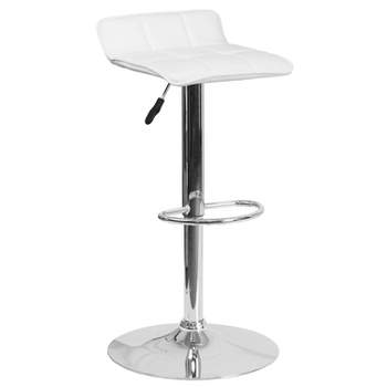 Emma and Oliver Quilted Wave Seat Adjustable Height Barstool with Chrome Base