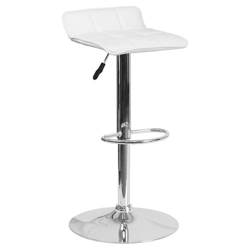 Flash Furniture Contemporary Vinyl Adjustable Height Barstool with Quilted Wave Seat and Chrome Base, 1 of 12