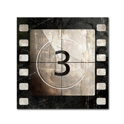 Vintage Countdown III 24"x24" Black and Beige Canvas Art
