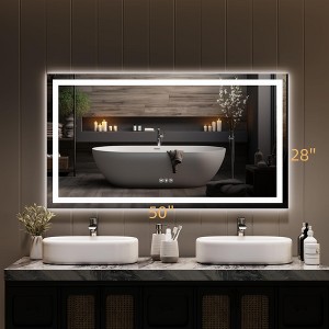 GustoWave Large Led Bathroom Mirror with Memory, Anti-Fog, Shatter-Proof, Lighted Bathroom Vanity Mirror for Wall - 1 of 4