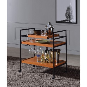 NicBex Mobile Kitchen Island Cart Metal Frame Kitchen Carts on Wheels with Storage, 3-Tier Shelves and Removable Tray for Kitchen, Oak - 1 of 4