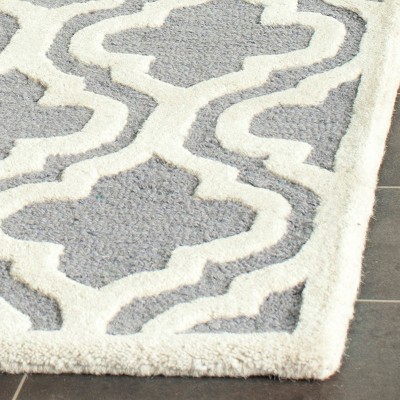 Hand-Tufted Cambridge Wool Area Rug in Silver and Ivory