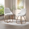 VECELO Modern PU Leather Accent Chair, Vanity Makeup Chair with Gold Metal Frame, Upholstered Armchair for Living Room or Bedroom, White - 2 of 4