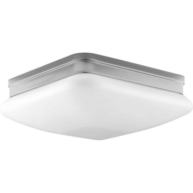 Progress Lighting, Appeal Collection, 2-Light Flush Mount, Polished Chrome, Square Etched Opal Glass Shade, 1 of 4