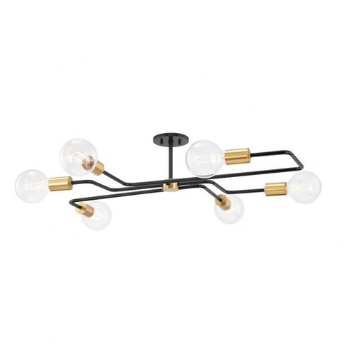 Mitzi Jena 6 - Light Semi-Flush Mount in  Aged Brass/Textured Black Combo - image 1 of 1