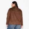 Women's Pointed Collar Faux Suede Chore Coat - Wild Fable™ Brown - 3 of 3