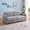 79.5" Teddy Cotton Linen 3-Seater Sofa, High-Resilience Sponge Cushions, Metal Conical Legs, Easy Assembly, Modern Couch for Living Room - 2 of 4