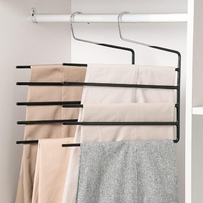 Pants Hangers 3pack, Heavy Duty Multi Layers Space Saving Slack Hangers,Non Slip 5 Tier Open-Ended Pants Hanger Closet Storage Organizer