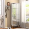 Slim Shoe Cabinet with Mirror, Arc Shoe Storage Cabinet with Full-Length Mirror, 4 Flip Drawers Wooden Shoe Organizer - 2 of 4