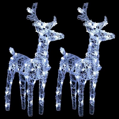 vidaXL Christmas Reindeers Xmas Decoration Light Display with LEDs Acrylic - Cold White 2-Pack