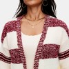 Knit & Lounge Women’s Longline Open Front Cardigan Contrast Stripe Knit Texture Drop Shoulder Patch Pocket - 2 of 4