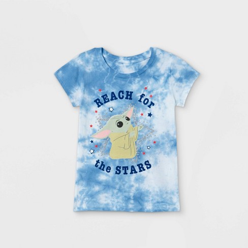 Girls Star Wars Baby Yoda Short Sleeve Graphic T Shirt Blue Target - baby yoda roblox t shirt