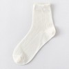 Anna-Kaci 3 Pairs Women's Ruffle Trim Crew Socks Soft Cotton Knit Lightweight Ribbed Texture with Scalloped Edge for Everyday Wear - 2 of 3