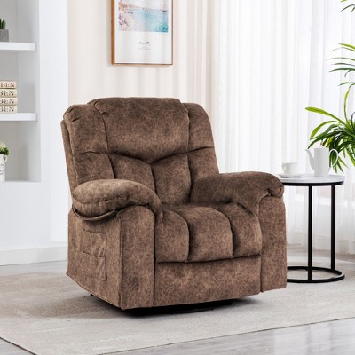 NicBex Velvet Glider Rocking Chair,Upholstered Swivel Recliner Chairs with Massage and Heating,Cozy Rocking Chair,Nursing Chair for Bedroom