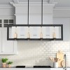 Dewdrop Modern Farmhouse Linear Chandelier, 8-Light Black and Gold Island Pendant with Clear Glass Shades - 2 of 4