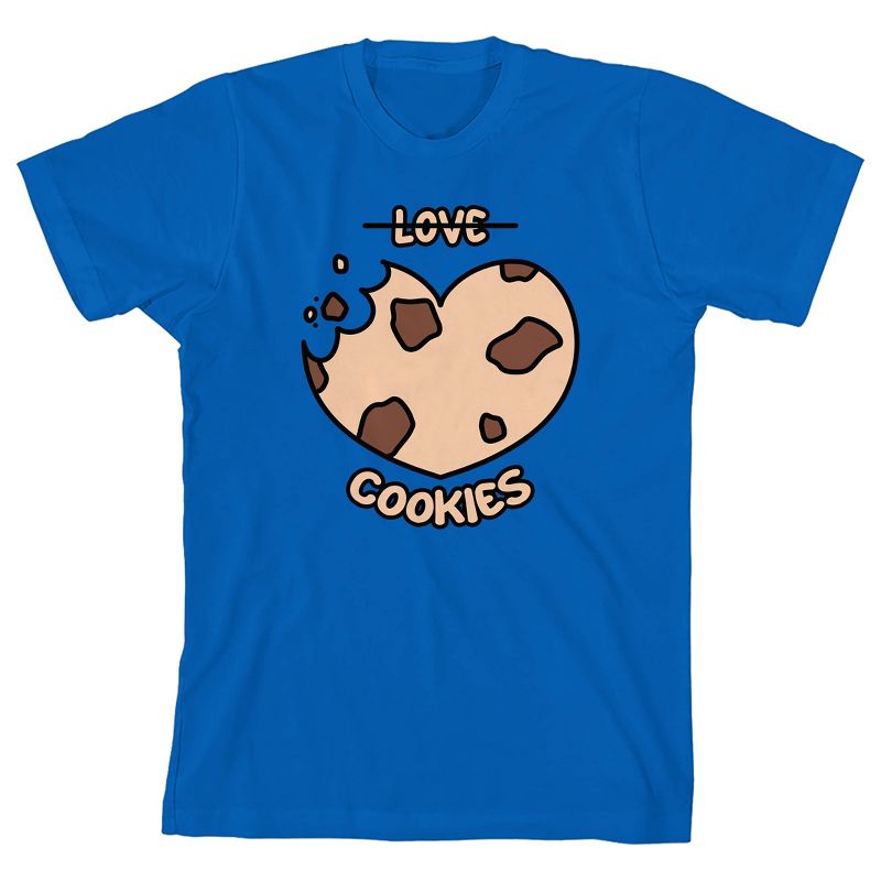 V Day Love Cookies Crew Neck Short Sleeve Royal Blue Youth T-shirt, 1 of 3