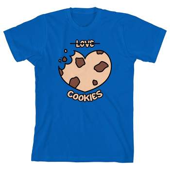V Day Love Cookies Crew Neck Short Sleeve Royal Blue Youth T-shirt