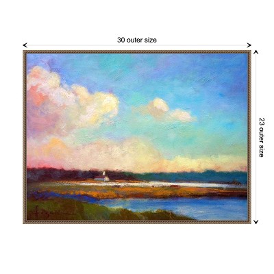 Large Framed Impressionist Nature Vista Canvas Print