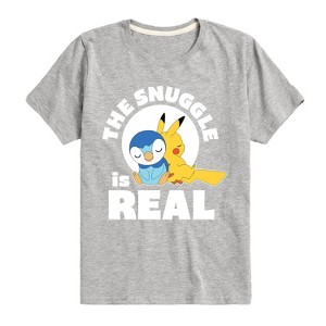 Boys' - Pokémon - The Snuggle Is Real Pikachu And Piplup Short Sleeve Graphic T-Shirt - 1 of 4