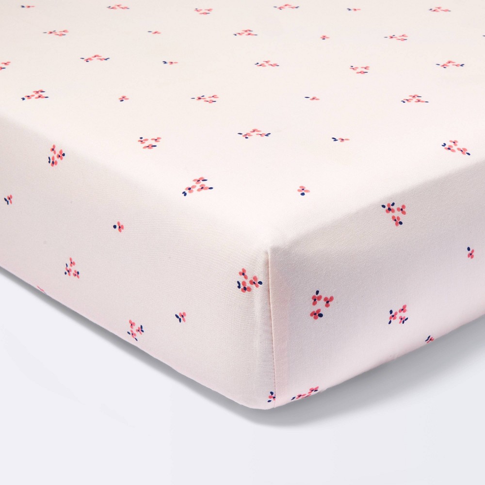 Photos - Bed Linen Fitted Crib Sheet Small Floral - Pink - Cloud Island™