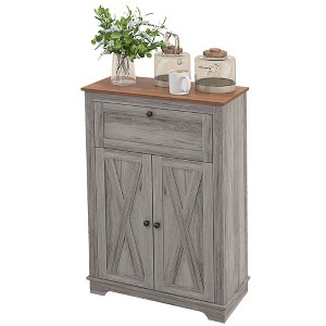 Aghana Digitals Dark Brown Farmhouse Accent Cabinet with Drawer & Adjustable Shelf - - 1 of 4