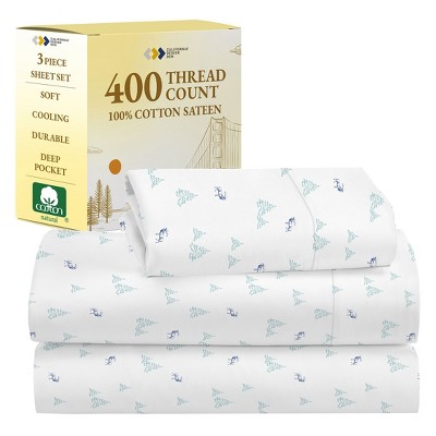 Cotton Sheets Set - Softest 400 Thread Count Bed Sheets, 100% Cotton Sateen, Cooling, Deep Pocket by California Design Den