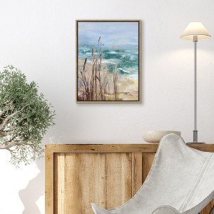Americanflat Canvas Wall Art Featuring Sand, Ocean, Sky and Tall Grasses with Hand-Painted Accents - Coastal Beach Wall Art - 1 of 4
