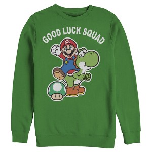 Men's Nintendo Super Mario St. Patrick's Day Good Luck Squad Sweatshirt - 1 of 4