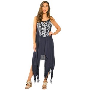 21610-WHT-XL Riviera Sun Fringe Dress / Sundresses for Women - 1 of 2