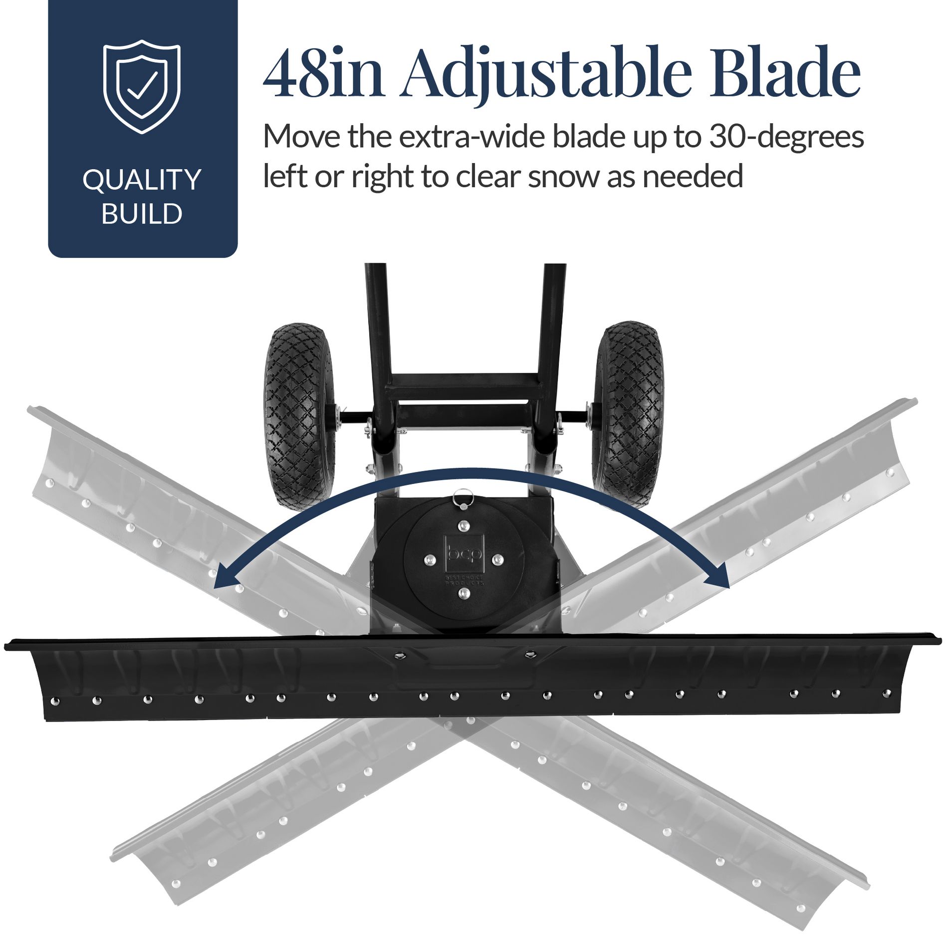 Best Choice Products 36in or 48in Hand Snow Pusher with 2 Wheels, Adjustable Handle, Blade Angle, and Reflective Tape