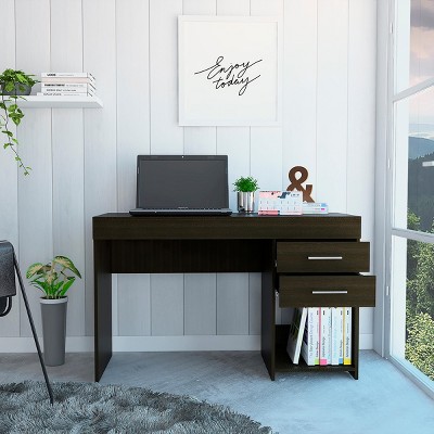 INFURNIC Desks Writing Computer Desk with Two Drawers One Cabinet and Open Bottom Shelf Easy Assembly, Black, 17.9"*47.2"*29.5"