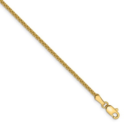 Black Bow Jewelry 1.65mm, 14k Yellow Gold, Solid Spiga Chain Bracelet, 7 Inch