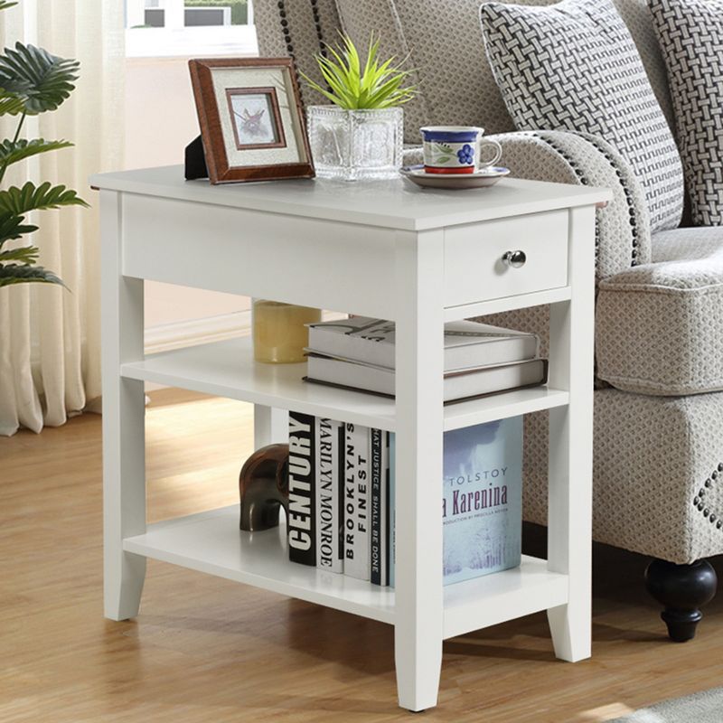 Costway 3 Tier Nightstand Bedside Table Sofa Side End Table w/Double Shelves Drawer, 3 of 11