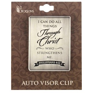 Dicksons I Can Do All Things Through Christ Silver Tone 3 x 2 Zinc Alloy Automotive Visor Clip Accessory - 1 of 4
