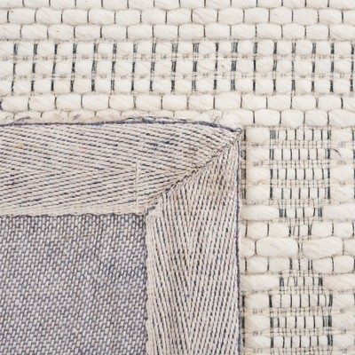 Ivory Beige 36"x5" Handwoven Flatweave Wool Blend Rug