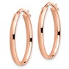 Black Bow Jewelry 3mm x 26mm (1 Inch) Polished 14k Rose Gold Oval Tube Hoop Earrings - 2 of 4