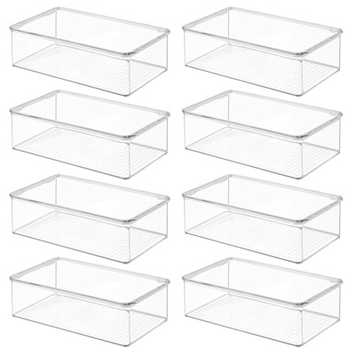 Clear mDesign Plastic Stackable Kitchen Food Storage Box with Hinged Lid 