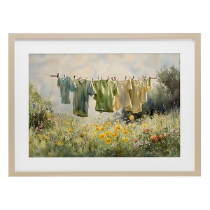 Stupell Industries Wildflower & Backyard Laundry Framed Print Under Glass Art, Brown, 23" x 17" - 1 of 4