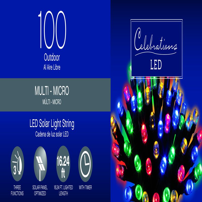 Celebrations LED Micro/5mm Multicolored 100 ct String Christmas Lights 16.24 ft., 1 of 2