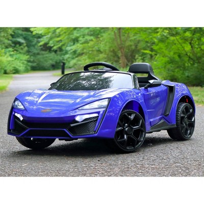 First Drive Lykan Hypersport Kids Electric Ride On Toy Car for Kids Ages 3-6 Years with Remote Control, Headlights, Aux Cord, and Horn, Blue