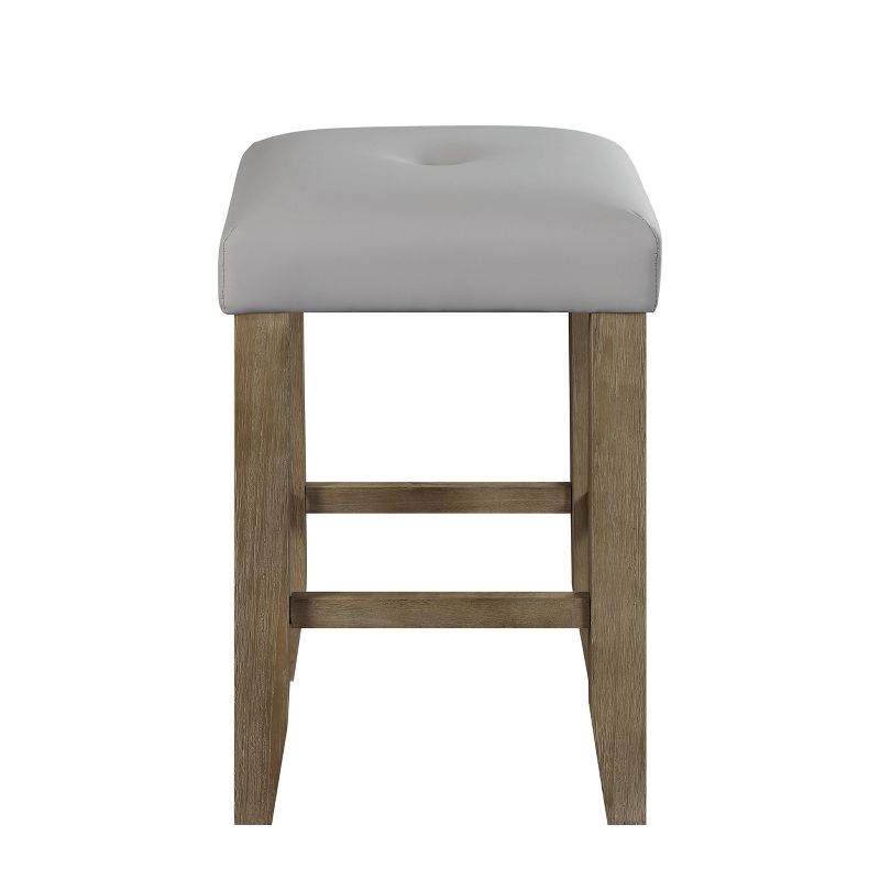 Set of 2 16&#34; Charnell PU Counter Height Barstools Gray/Oak Finish - Acme Furniture, 4 of 6